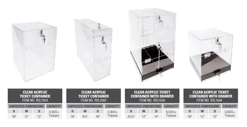 Clear Acrylic Ticket Containers with Key Lock Security